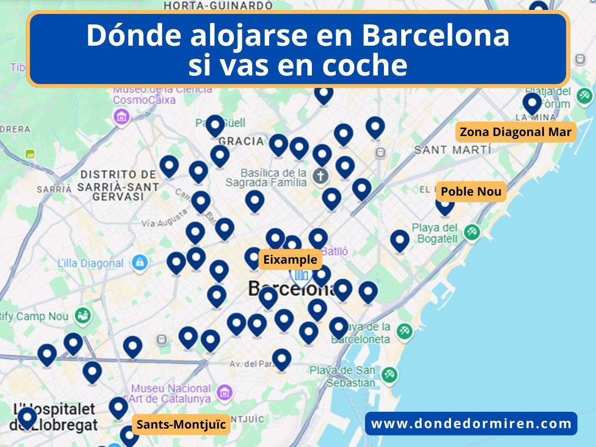Dónde alojarse en Barcelona si vas en coche 🚗 Mejores Zonas y Hoteles