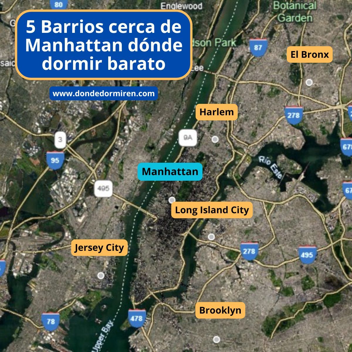5 Barrios cerca de Manhattan dónde dormir barato (NEW YORK)