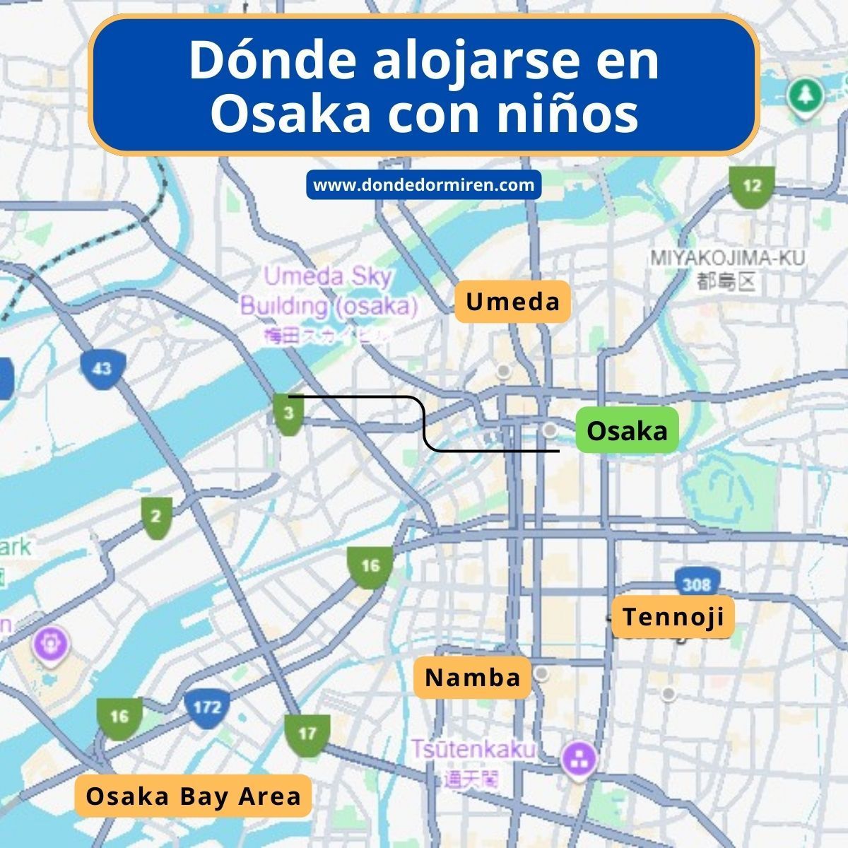 Osaka con NIÑOS: Hoteles familiares dónde alojarse +Zonas