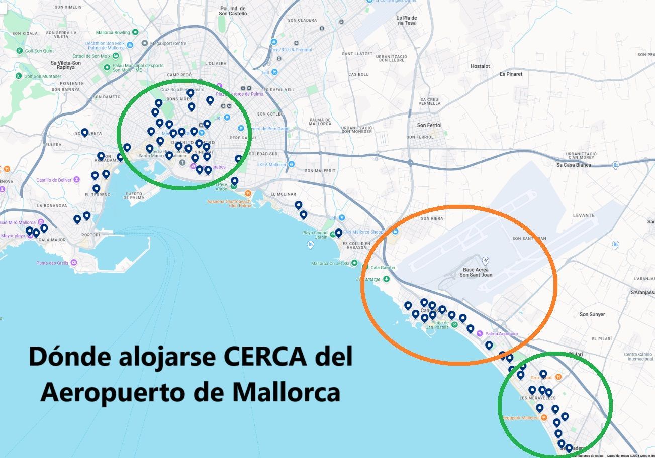 Hoteles cerca del Aeropuerto de Palma de Mallorca (PMI): dónde dormir y mejores zonas