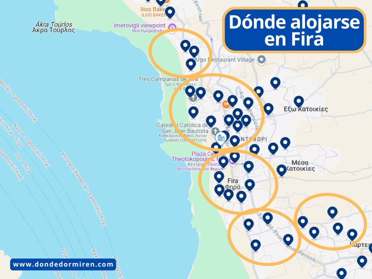 Dónde alojarse en Fira, Santorini: mejores zonas y hoteles