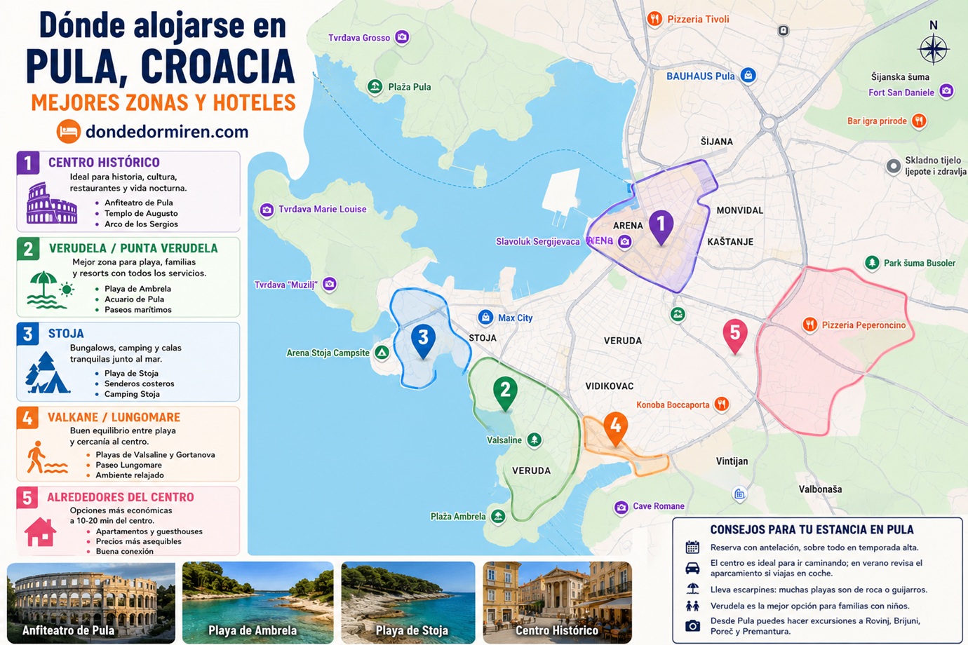 Dónde alojarse en Pula: Mejores Zonas y Hoteles