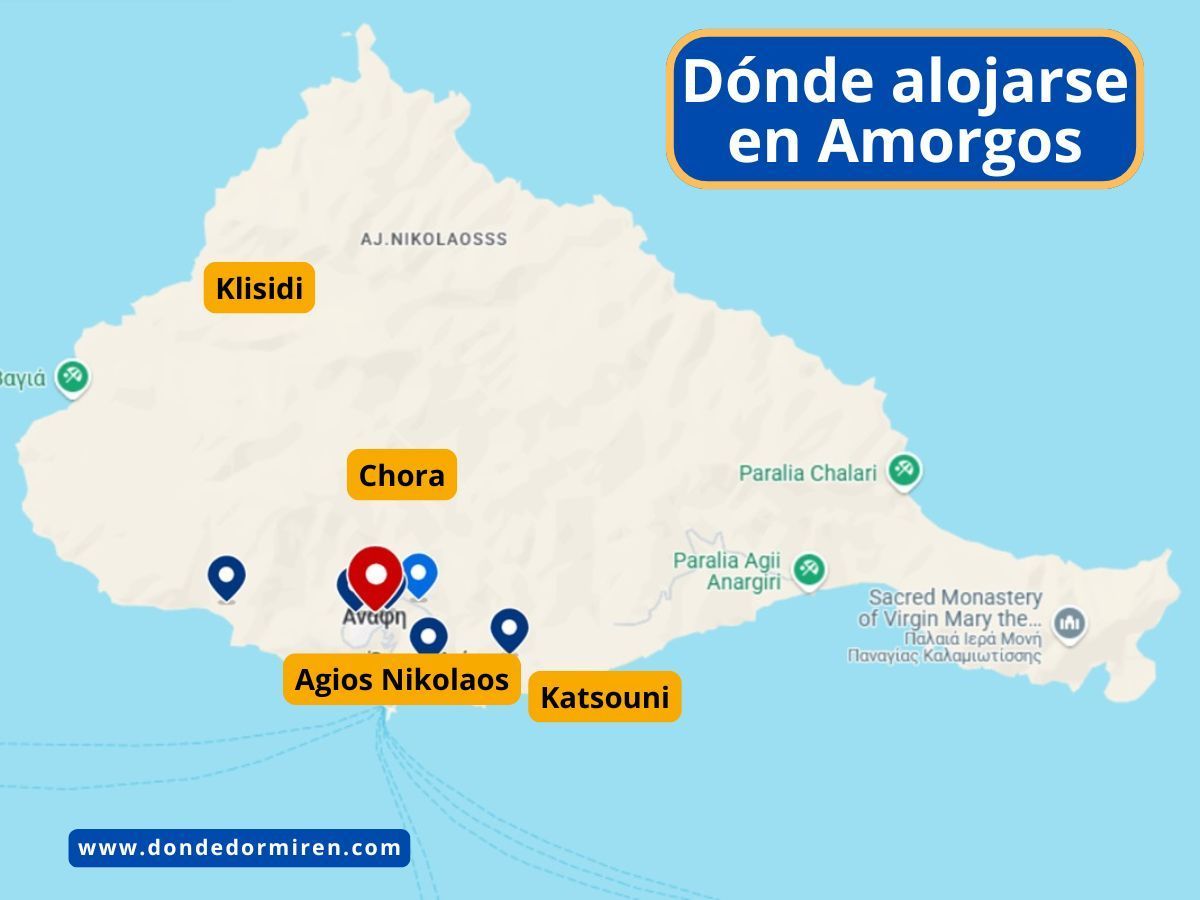 Dónde alojarse en Anafi: Pueblos y Hoteles