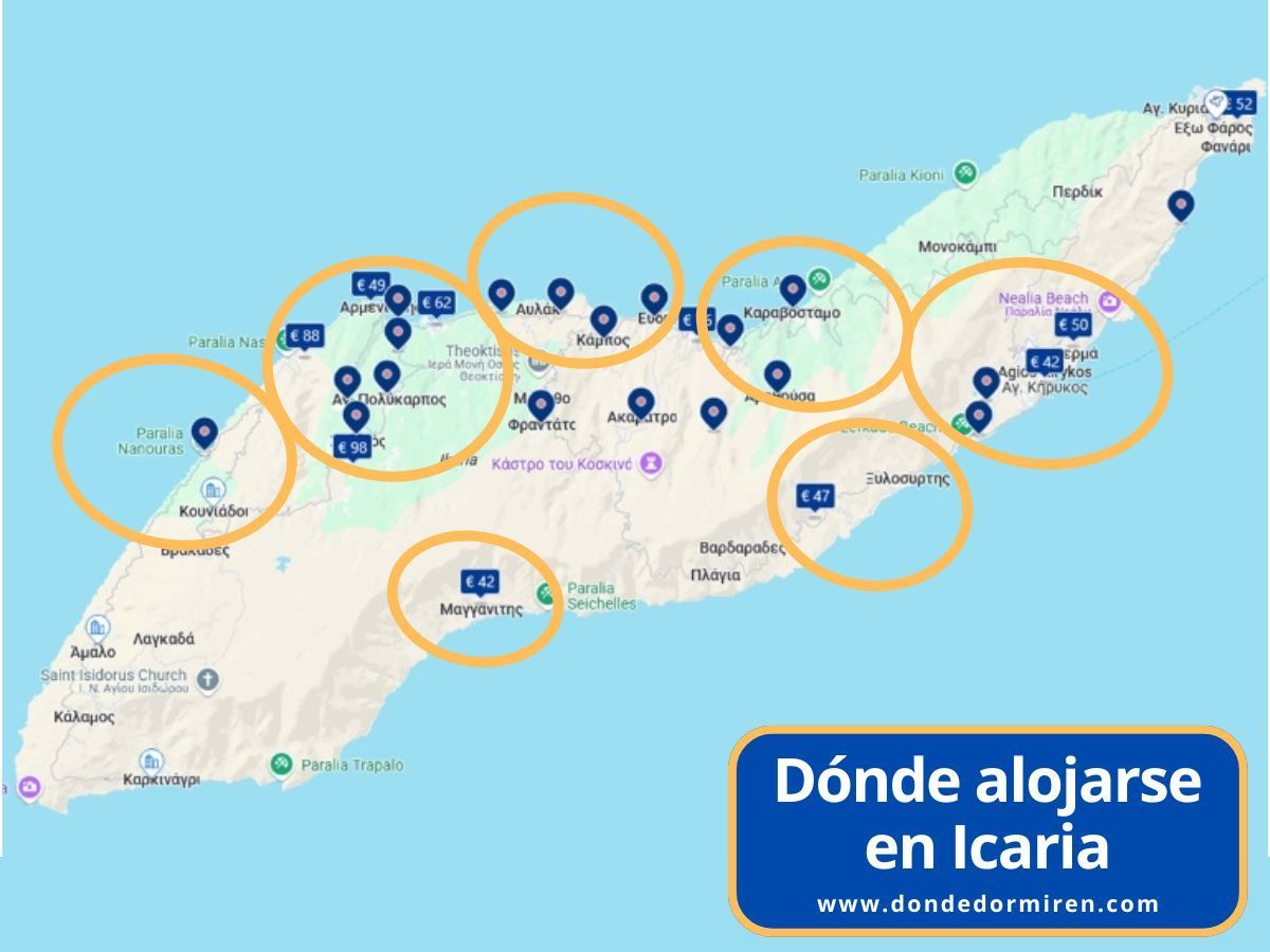 Dónde alojarse en Icaria, mejores zonas y alojamientos