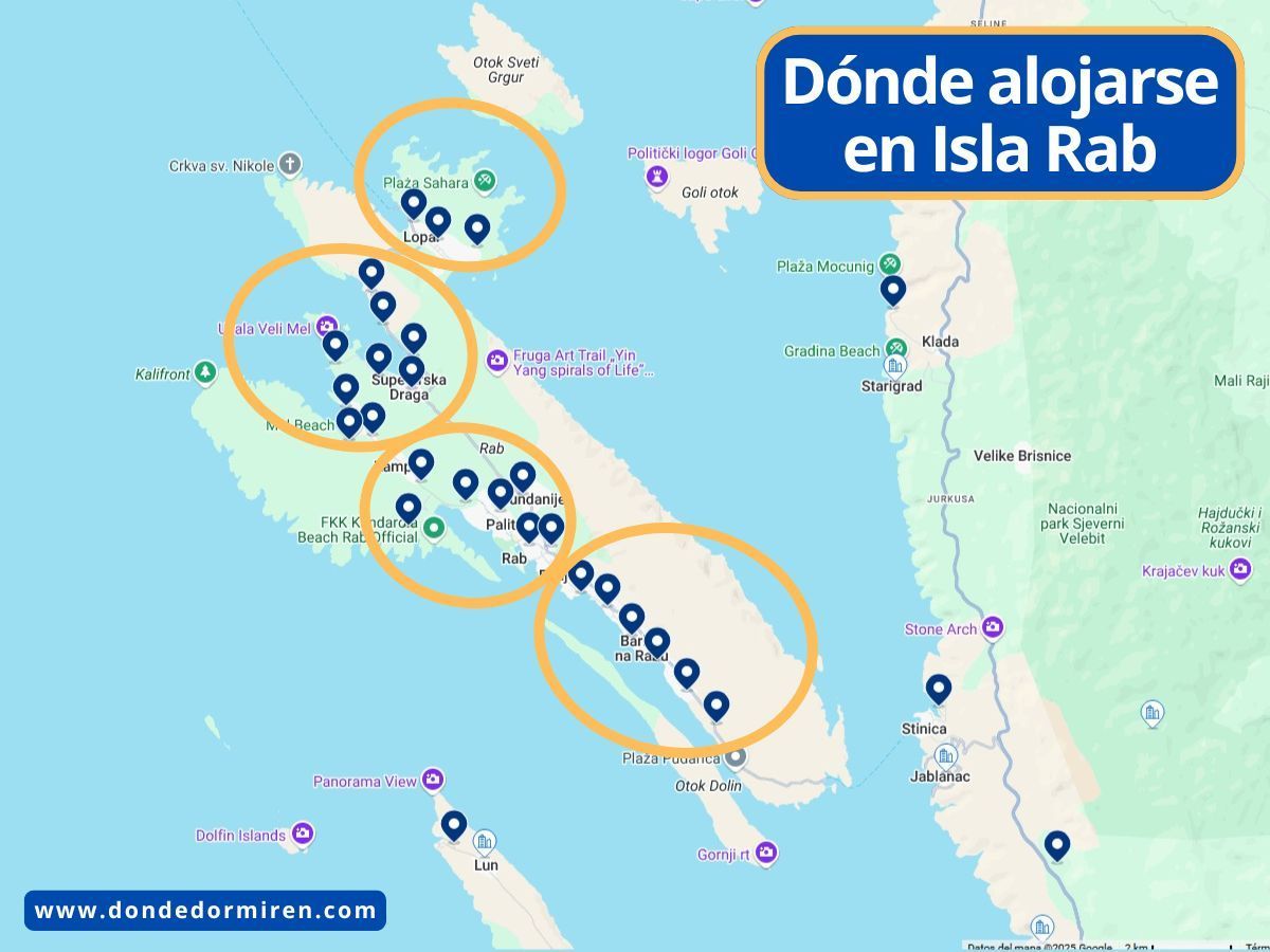 Dónde alojarse en la Isla de Rab: Mejores pueblos y Hoteles