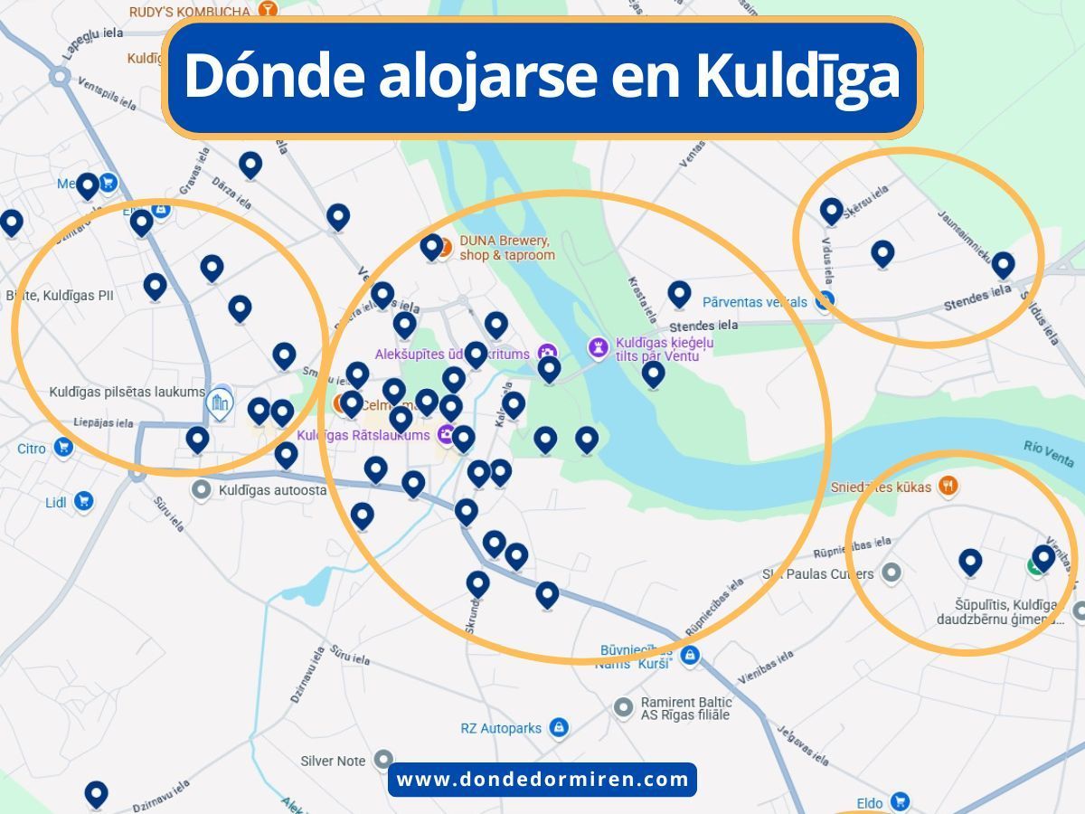 ¿Dónde alojarse en Kuldīga? Mejores zonas y hoteles