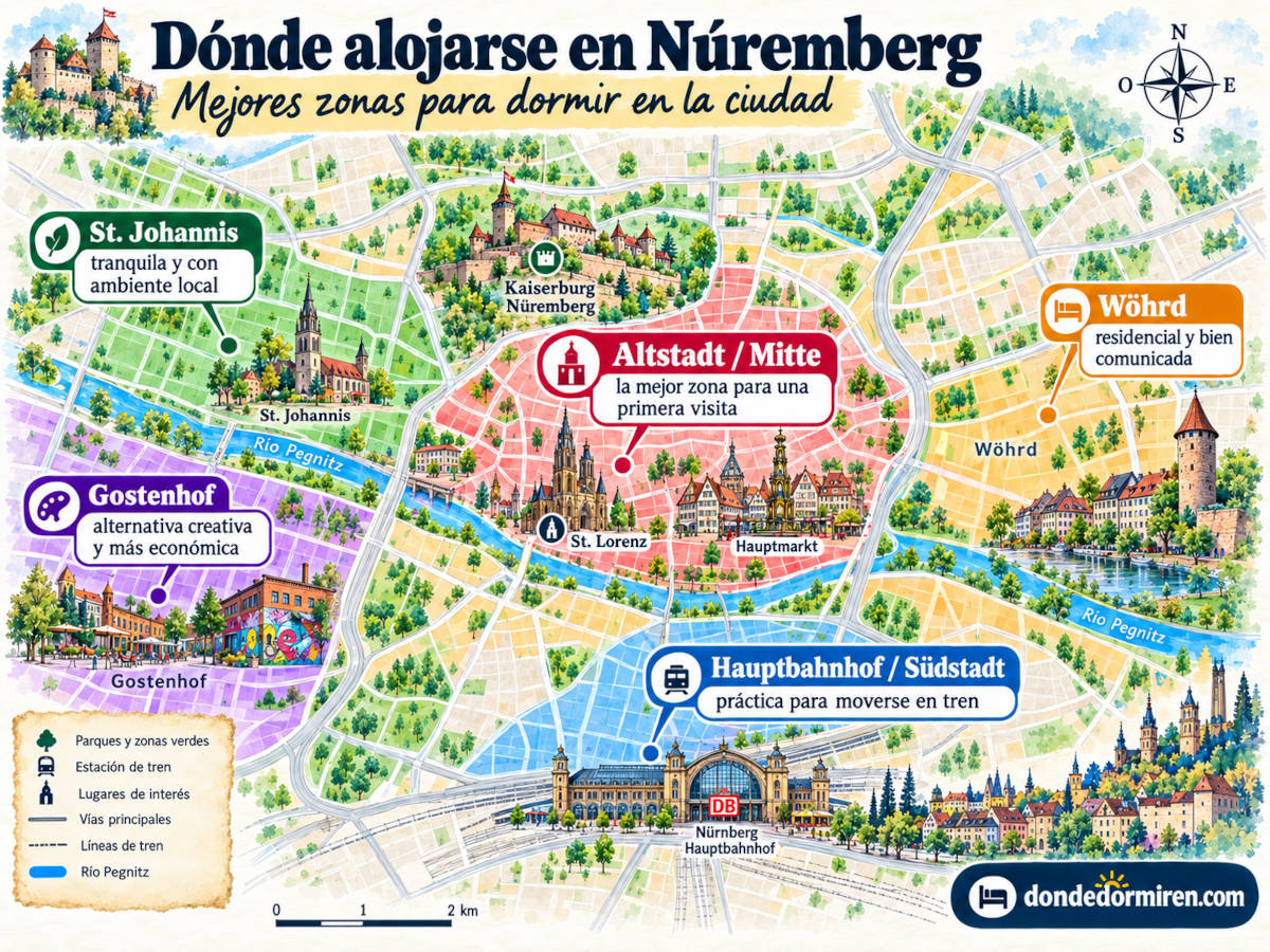 Dónde alojarse en Nuremberg (2026) Mejores Zonas y Hoteles