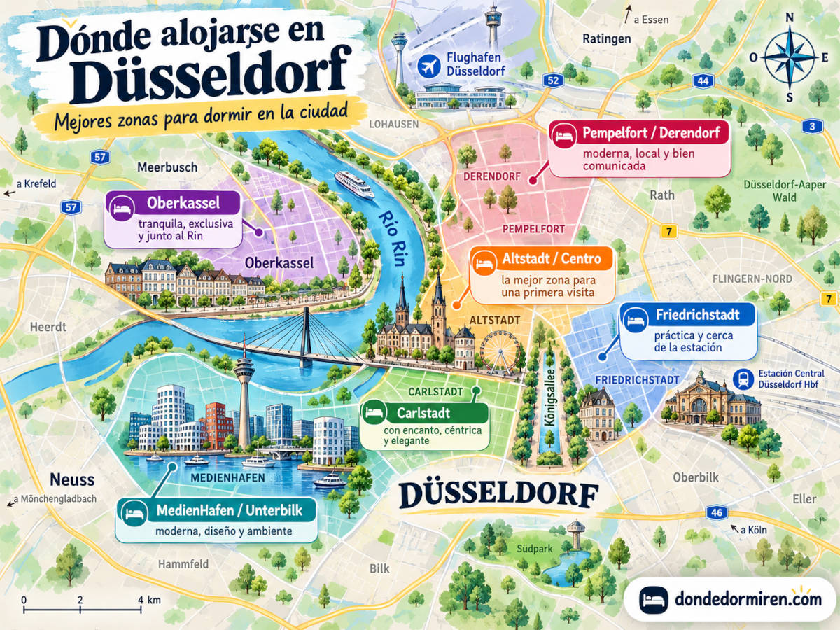 Dónde alojarse en Düsseldorf, Alemania – Mejores Zonas y Hoteles