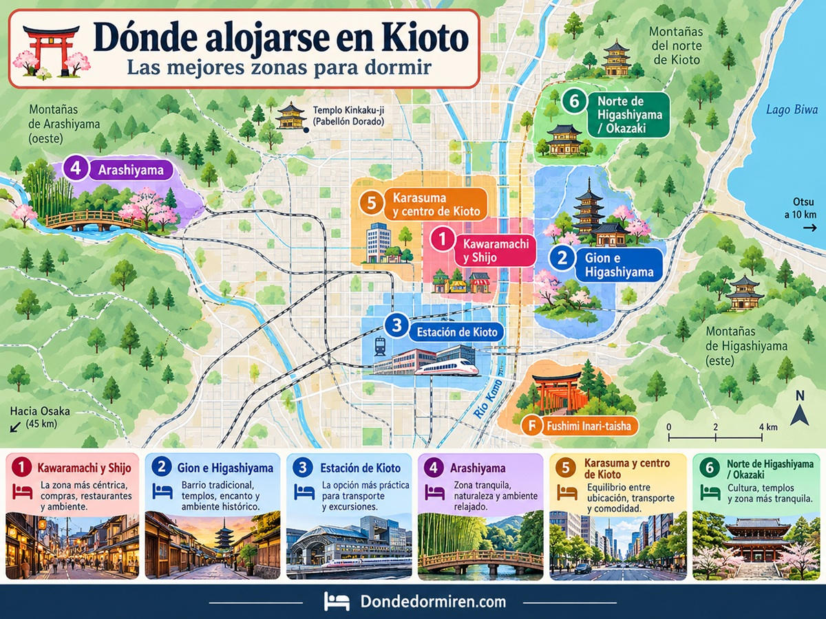 Dónde Alojarse en Kioto: Zonas y Hoteles